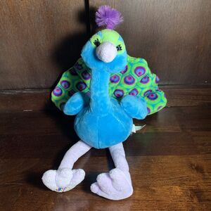 GANZ Webkinz Medium Peacock Stuffed Animal Blue Green Purple Plush Toy